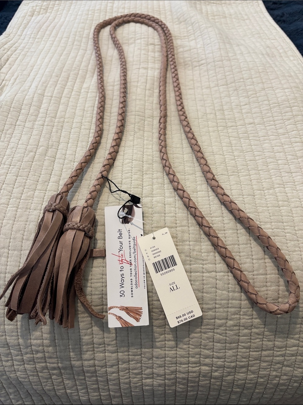 Ada Braided Tassel Tie Belt - Mauve Taupe